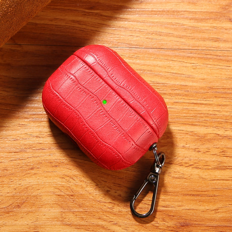 For AirPods Pro 2 Crocodile Texture Earphone Protective Case(Red) - For AirPods Pro 2 by PMC Jewellery | Online Shopping South Africa | PMC Jewellery | Buy Now Pay Later Mobicred