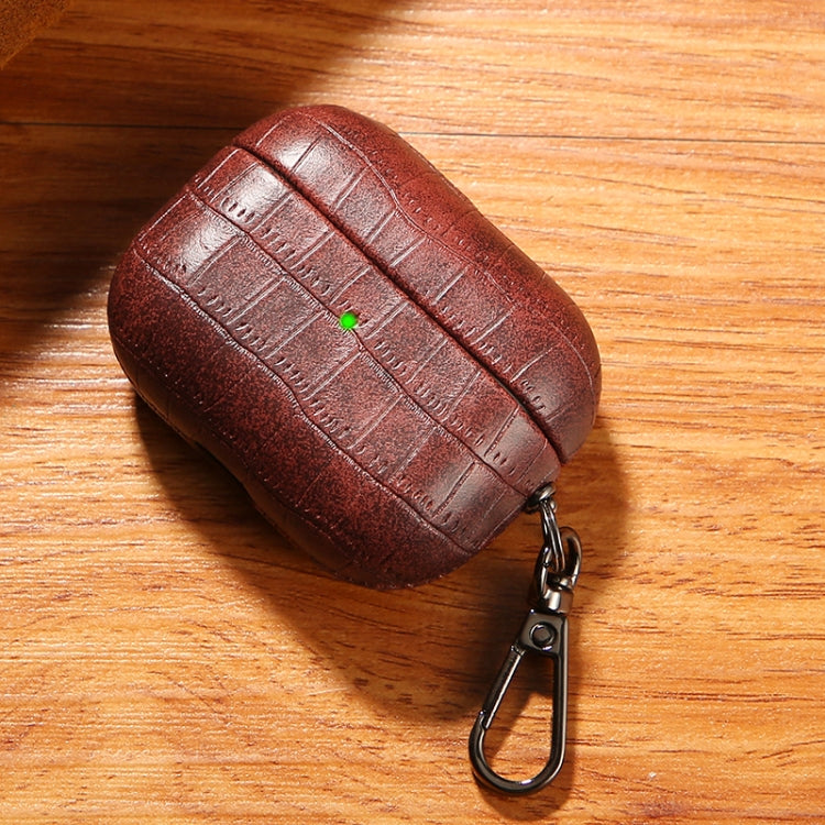 For AirPods Pro Crocodile Texture Earphone Protective Case(Dark Brown) - For AirPods Pro by PMC Jewellery | Online Shopping South Africa | PMC Jewellery | Buy Now Pay Later Mobicred