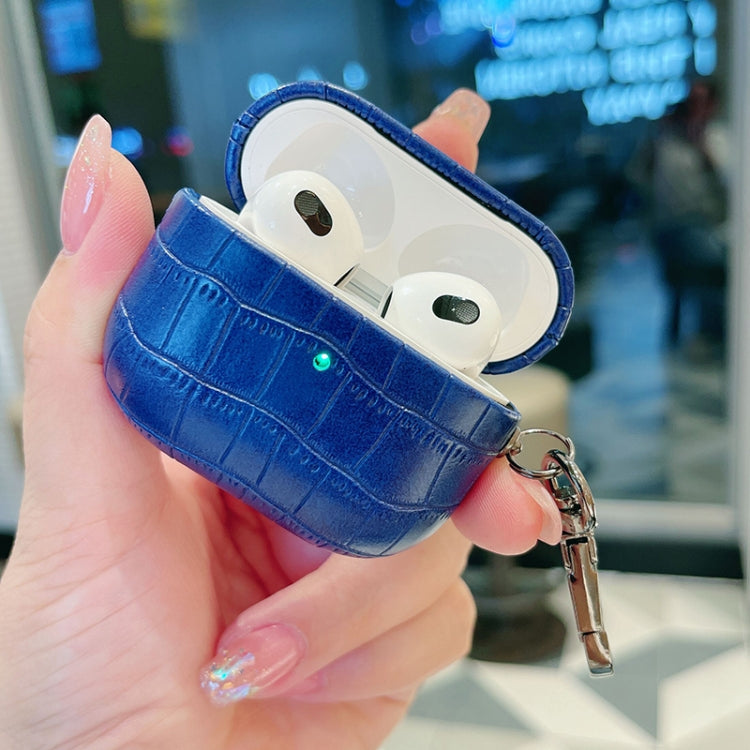 For AirPods 4 Crocodile Texture Earphone Protective Case(Royal Blue) - For AirPods 4 by PMC Jewellery | Online Shopping South Africa | PMC Jewellery | Buy Now Pay Later Mobicred