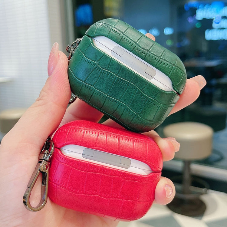 For AirPods Pro Crocodile Texture Earphone Protective Case(Dark Green) - For AirPods Pro by PMC Jewellery | Online Shopping South Africa | PMC Jewellery | Buy Now Pay Later Mobicred