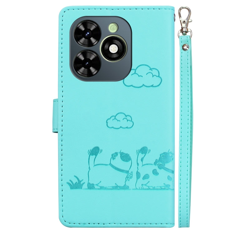 For Tecno Spark Go 2024 / 20 / 20C Cute Cats RFID Leather Phone Case(Green) - Tecno Cases by PMC Jewellery | Online Shopping South Africa | PMC Jewellery | Buy Now Pay Later Mobicred