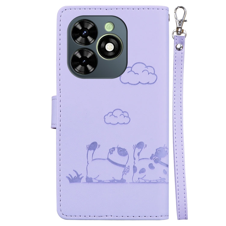 For Tecno Spark Go 2024 / 20 / 20C Cute Cats RFID Leather Phone Case(Purple) - free shipping - PMC Jewellery - Order now!