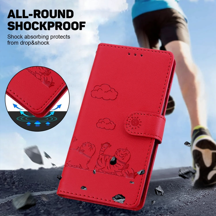 For Tecno Spark Go 2024 / 20 / 20C Cute Cats RFID Leather Phone Case(Red) - Tecno Cases by PMC Jewellery | Online Shopping South Africa | PMC Jewellery | Buy Now Pay Later Mobicred
