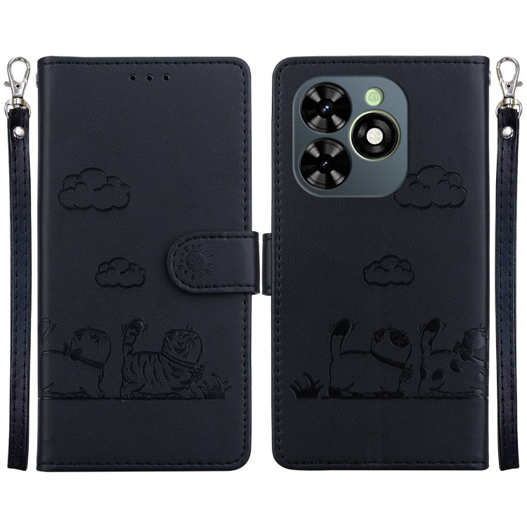 For Tecno Spark Go 2024 / 20 / 20C Cute Cats RFID Leather Phone Case(Black) - Tecno Cases by PMC Jewellery | Online Shopping South Africa | PMC Jewellery | Buy Now Pay Later Mobicred