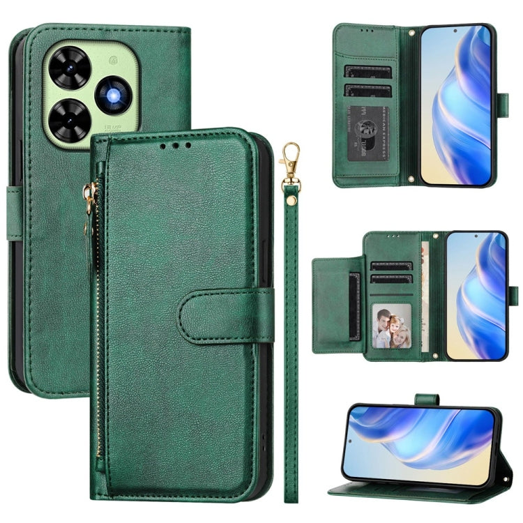 For Tecno Spark Go 2024 Multi-Card Slots Zipper Wallet Leather Phone Case(Green) - free shipping - PMC Jewellery - Order now!