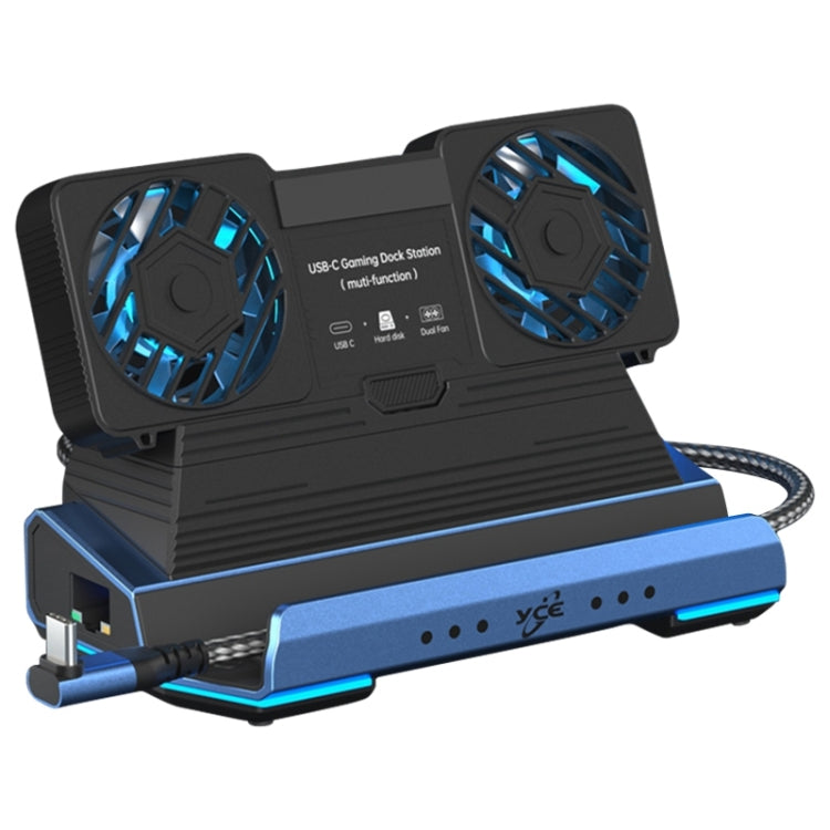 YCE-V279 10 in 1 USB-C Gaming Dock Station Hard Disk Enclosure with Detachable Fan(Blue Black) - free shipping - PMC Jewellery - Order now!