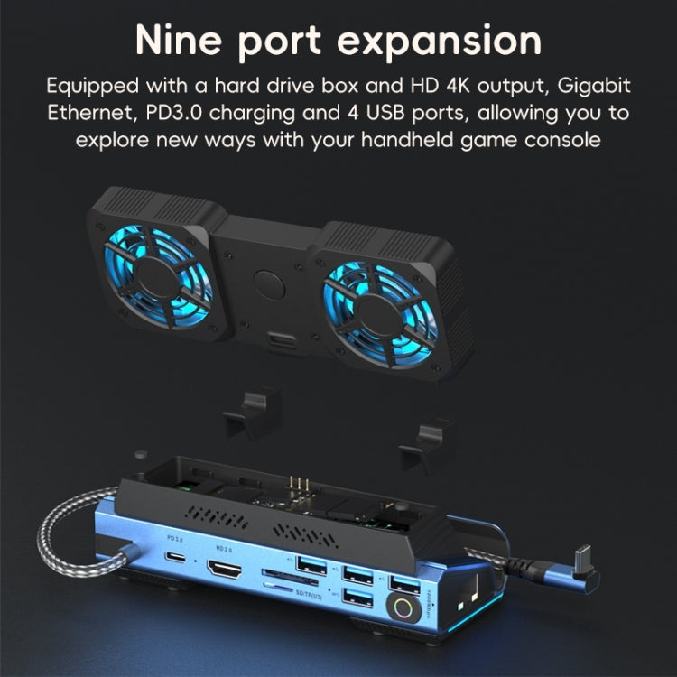 YCE-V279 10 in 1 USB-C Gaming Dock Station Hard Disk Enclosure with Detachable Fan(Blue Black) - free shipping - PMC Jewellery - Order now!
