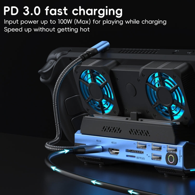 YCE-V279 10 in 1 USB-C Gaming Dock Station Hard Disk Enclosure with Detachable Fan(Blue Black) - free shipping - PMC Jewellery - Order now!