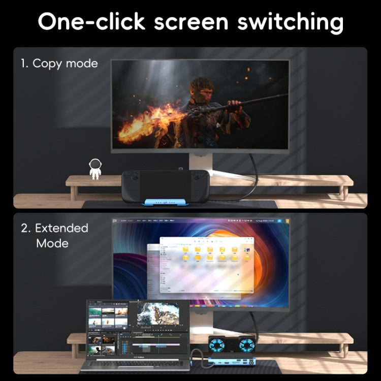 YCE-V279 10 in 1 USB-C Gaming Dock Station Hard Disk Enclosure with Detachable Fan(Blue Black) - free shipping - PMC Jewellery - Order now!