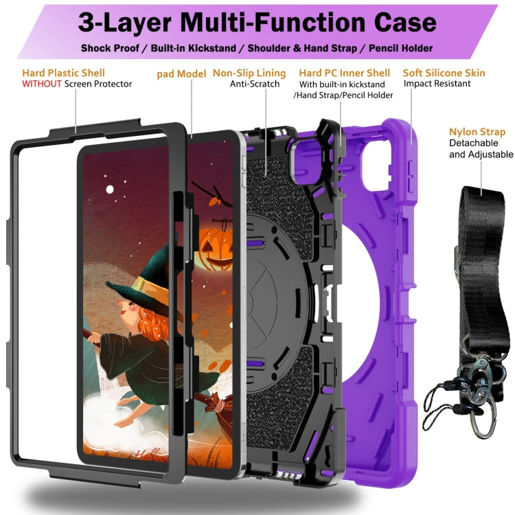 For iPad Pro 11 2022 / Air 10.9 2022 Bat Hand Grip Turntable Stand Tablet Case(Purple Black) - free shipping - PMC Jewellery - Order now!