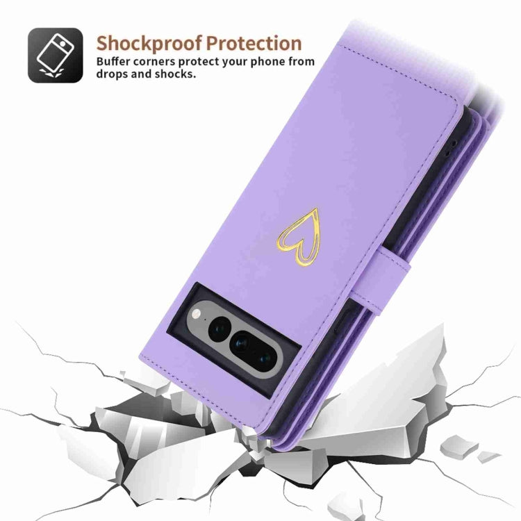 For Google Pixel 7 Pro POLA Love Multi-Card Slots Zipper Wallet Leather Phone Case(Purple) - Google Cases by POLA | Online Shopping South Africa | PMC TechLife | Buy Now Pay Later Mobicred