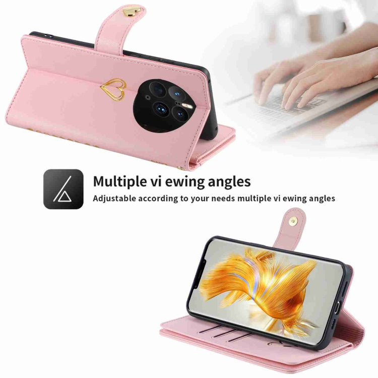 For Huawei Mate 50 Pro POLA Love Multi-Card Slots Zipper Wallet Leather Phone Case(Pink) - free shipping - PMC TechLife - Order now!