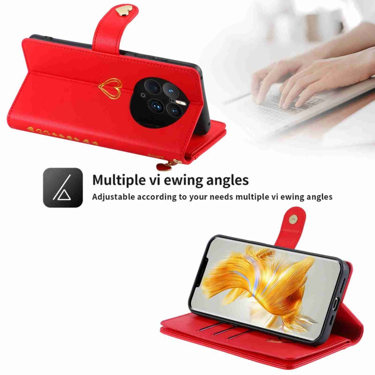 For Huawei Mate 50 Pro POLA Love Multi-Card Slots Zipper Wallet Leather Phone Case(Red) - free shipping - PMC TechLife - Order now!