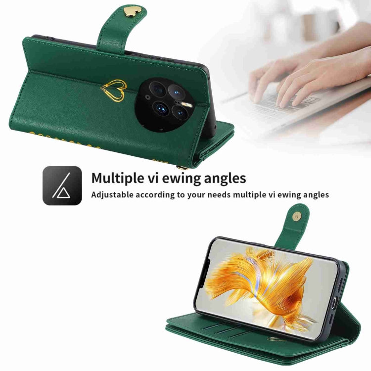 For Huawei Mate 50 Pro POLA Love Multi-Card Slots Zipper Wallet Leather Phone Case(Dark Green) - Huawei Cases by POLA | Online Shopping South Africa | PMC TechLife | Buy Now Pay Later Mobicred