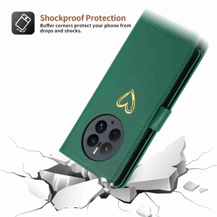 For Huawei Mate 50 Pro POLA Love Multi-Card Slots Zipper Wallet Leather Phone Case(Dark Green) - Huawei Cases by POLA | Online Shopping South Africa | PMC TechLife | Buy Now Pay Later Mobicred