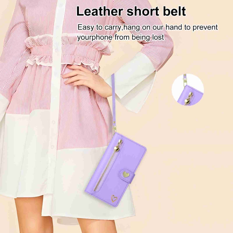 For Huawei Mate 50 Pro POLA Love Multi-Card Slots Zipper Wallet Leather Phone Case(Purple) - free shipping - PMC TechLife - Order now!