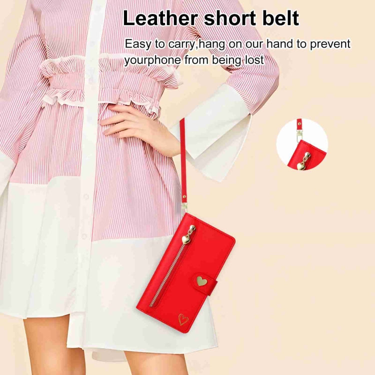 For Huawei P60 Pro POLA Love Multi-Card Slots Zipper Wallet Leather Phone Case(Red) - free shipping - PMC TechLife - Order now!