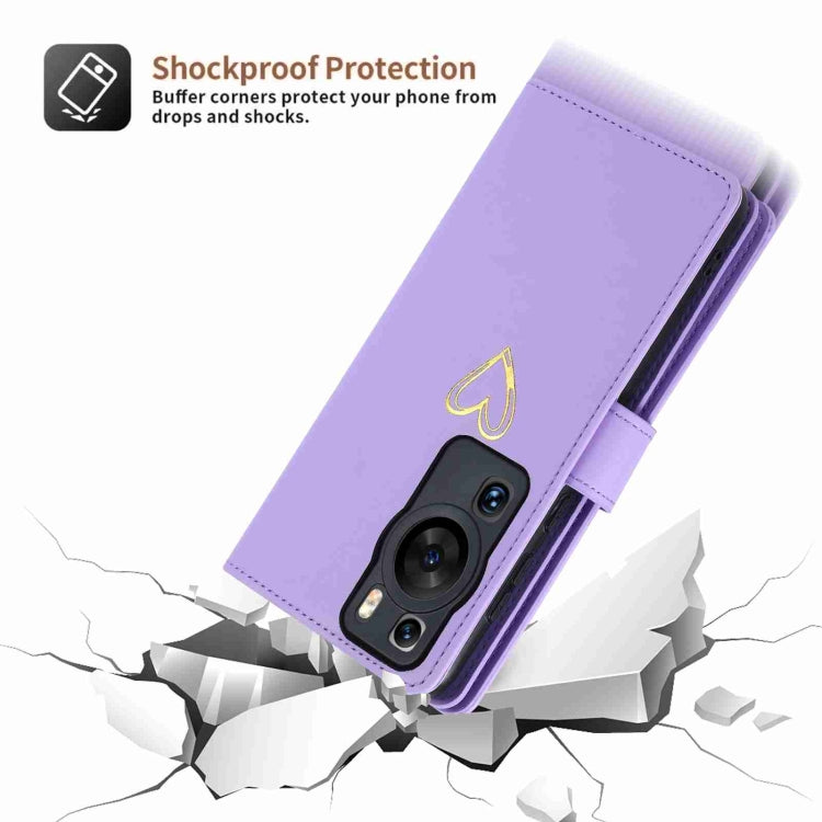For Huawei P60 Pro POLA Love Multi-Card Slots Zipper Wallet Leather Phone Case(Purple) - free shipping - PMC TechLife - Order now!