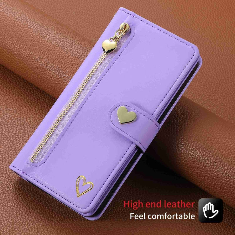 For Huawei P60 Pro POLA Love Multi-Card Slots Zipper Wallet Leather Phone Case(Purple) - free shipping - PMC TechLife - Order now!