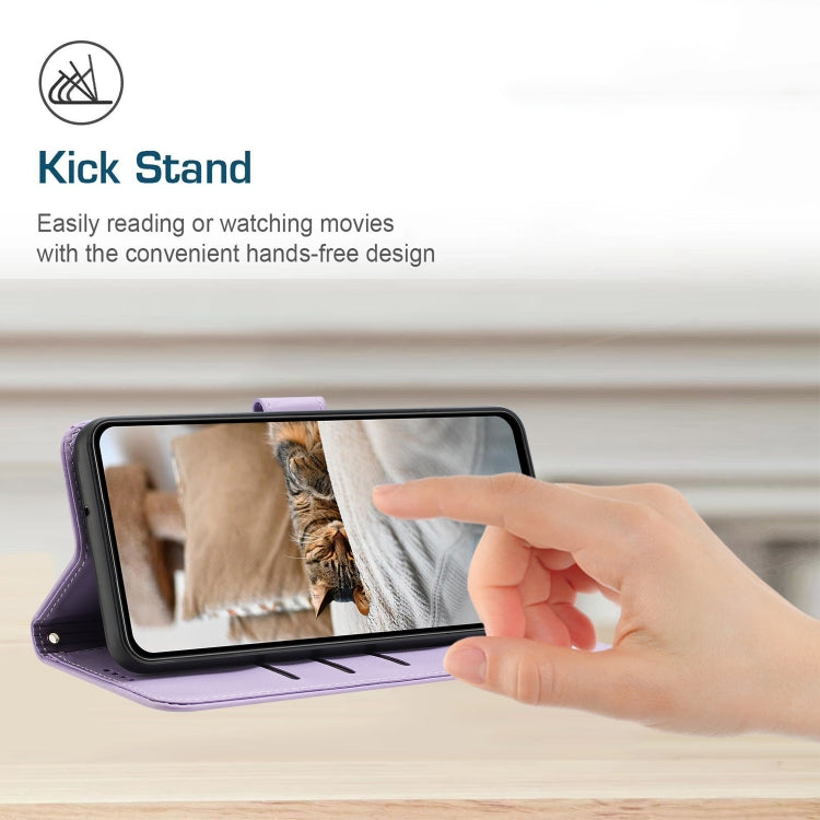 For Tecno Spark Go 2024 4G Embossed Kitten Phone Leather Case with Lanyard(Purple) - Tecno Cases by PMC Jewellery | Online Shopping South Africa | PMC Jewellery | Buy Now Pay Later Mobicred