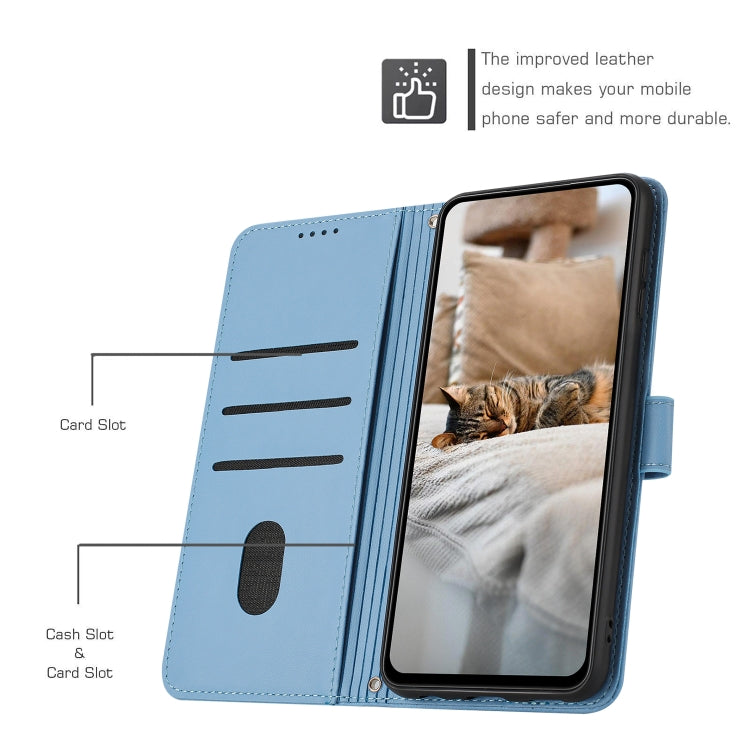 For Motorola Moto G Power 5G 2024 Embossed Kitten Phone Leather Case with Lanyard(Blue) - Motorola Cases by PMC Jewellery | Online Shopping South Africa | PMC Jewellery | Buy Now Pay Later Mobicred