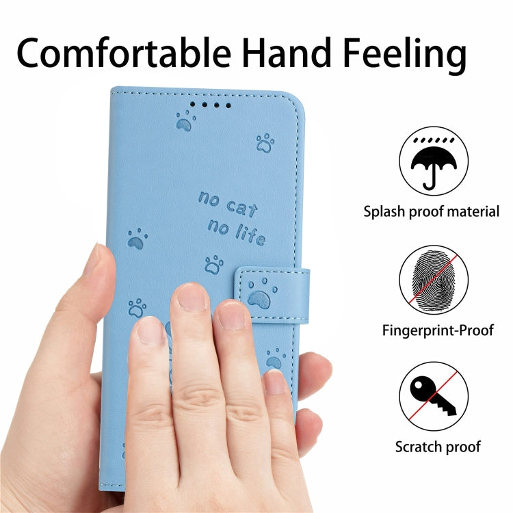 For Motorola Moto G Power 5G 2024 Embossed Kitten Phone Leather Case with Lanyard(Blue) - Motorola Cases by PMC Jewellery | Online Shopping South Africa | PMC Jewellery | Buy Now Pay Later Mobicred