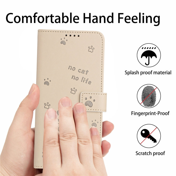 For Motorola Moto G Stylus 5G 2024 Embossed Kitten Phone Leather Case with Lanyard(Beige) - Motorola Cases by PMC Jewellery | Online Shopping South Africa | PMC Jewellery | Buy Now Pay Later Mobicred