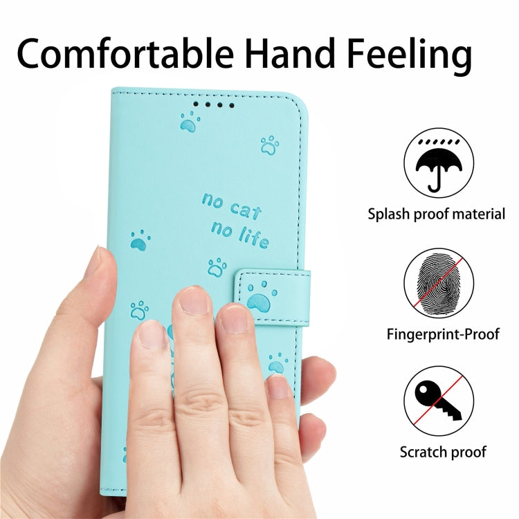 For Motorola Moto G Stylus 5G 2024 Embossed Kitten Phone Leather Case with Lanyard(Mint Green) - Motorola Cases by PMC Jewellery | Online Shopping South Africa | PMC Jewellery | Buy Now Pay Later Mobicred