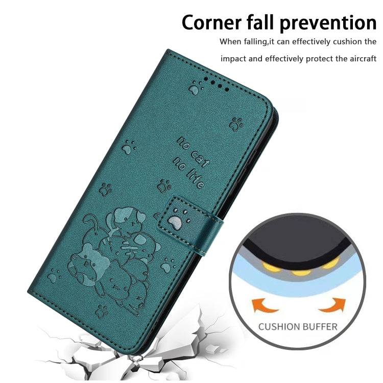 For Samsung Galaxy S25+ / S24+ 5G Embossed Kitten Phone Leather Case with Lanyard(Dark Green) - Galaxy S24+ 5G Cases by PMC TechLife | Online Shopping South Africa | PMC TechLife | Buy Now Pay Later Mobicred