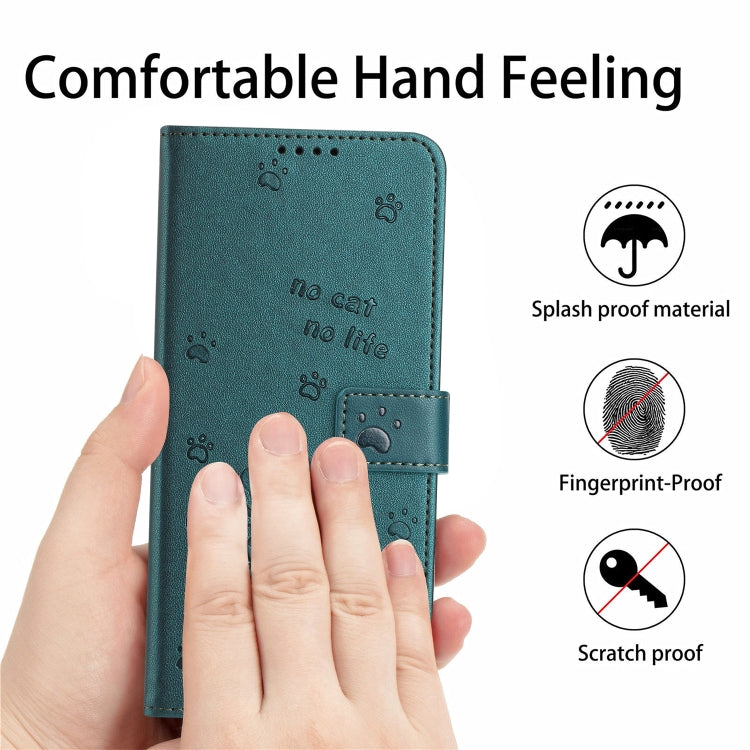 For Samsung Galaxy S25+ / S24+ 5G Embossed Kitten Phone Leather Case with Lanyard(Dark Green) - Galaxy S24+ 5G Cases by PMC TechLife | Online Shopping South Africa | PMC TechLife | Buy Now Pay Later Mobicred