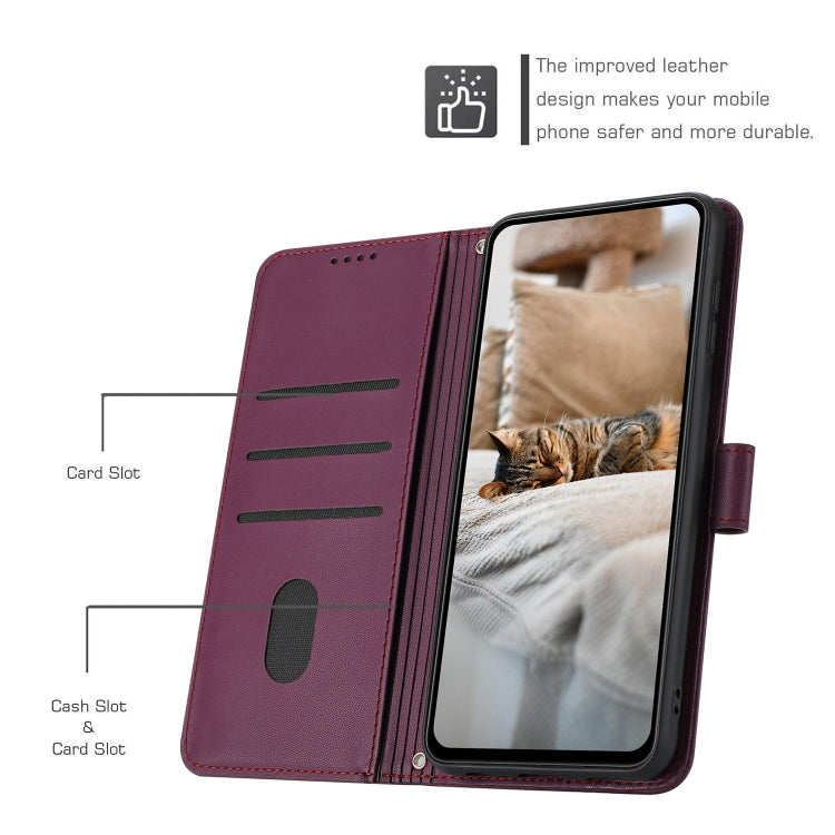 For Samsung Galaxy S25 / S24 5G Embossed Kitten Phone Leather Case with Lanyard(Wine Red) - Galaxy S24 5G Cases by PMC TechLife | Online Shopping South Africa | PMC TechLife | Buy Now Pay Later Mobicred