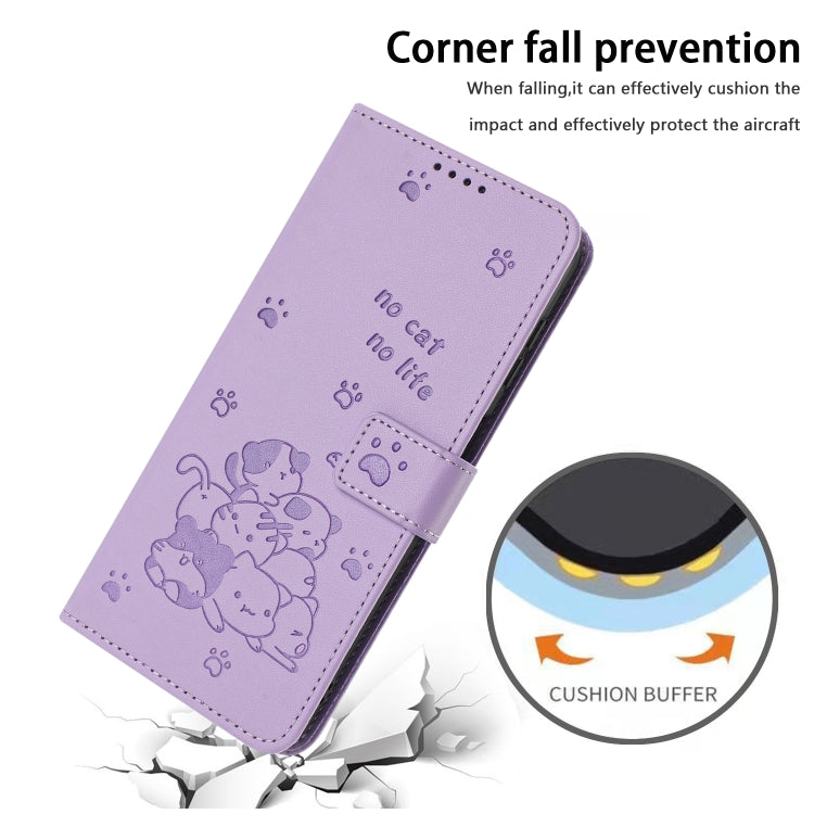 For Samsung Galaxy S25 Ultra 5G Embossed Kitten Phone Leather Case with Lanyard(Purple) - Galaxy S25 Ultra 5G Cases by PMC TechLife | Online Shopping South Africa | PMC TechLife | Buy Now Pay Later Mobicred