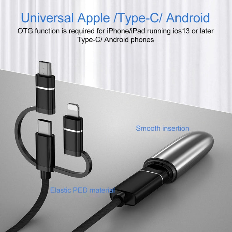 3 in 1 USB Female to Micro USB, Type-C, 8 Pin Male OTG Adapter(Gold) - OTG Adapter by PMC Jewellery | Online Shopping South Africa | PMC Jewellery | Buy Now Pay Later Mobicred