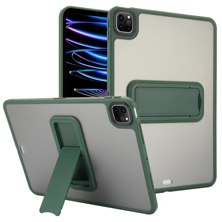 For iPad Pro 11 2022 / 2021 / 2020 Skin Feel Holder PC Hybrid TPU Tablet Case(Dark Green) - free shipping - PMC Jewellery - Order now!