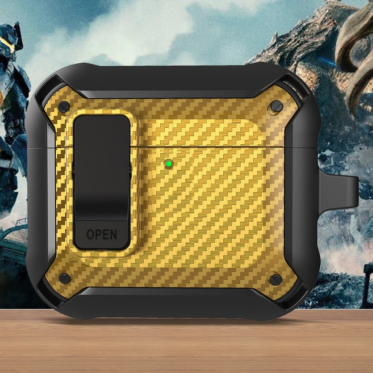 For AirPods 4 Bumblebee Carbon Fiber Shockproof Protective Case with Switch(Yellow) - For AirPods 4 by PMC Jewellery | Online Shopping South Africa | PMC Jewellery | Buy Now Pay Later Mobicred