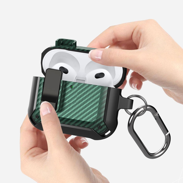 For AirPods 4 Bumblebee Carbon Fiber Shockproof Protective Case with Switch(Black) - For AirPods 4 by PMC Jewellery | Online Shopping South Africa | PMC Jewellery | Buy Now Pay Later Mobicred