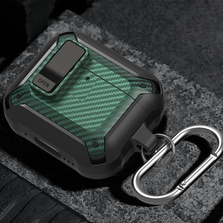 For AirPods 4 Bumblebee Carbon Fiber Shockproof Protective Case with Switch(Black) - For AirPods 4 by PMC Jewellery | Online Shopping South Africa | PMC Jewellery | Buy Now Pay Later Mobicred