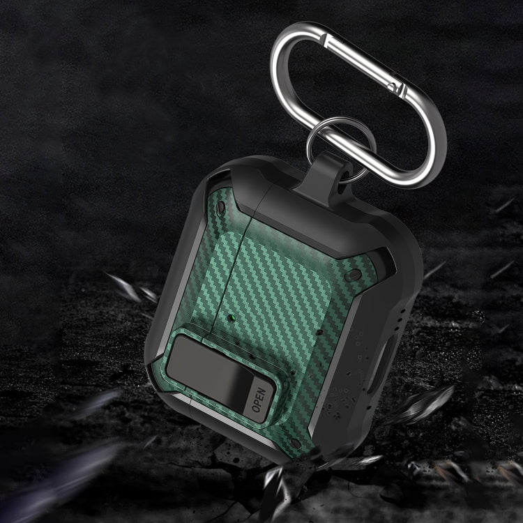 For AirPods 4 Bumblebee Carbon Fiber Shockproof Protective Case with Switch(Blue) - For AirPods 4 by PMC Jewellery | Online Shopping South Africa | PMC Jewellery | Buy Now Pay Later Mobicred