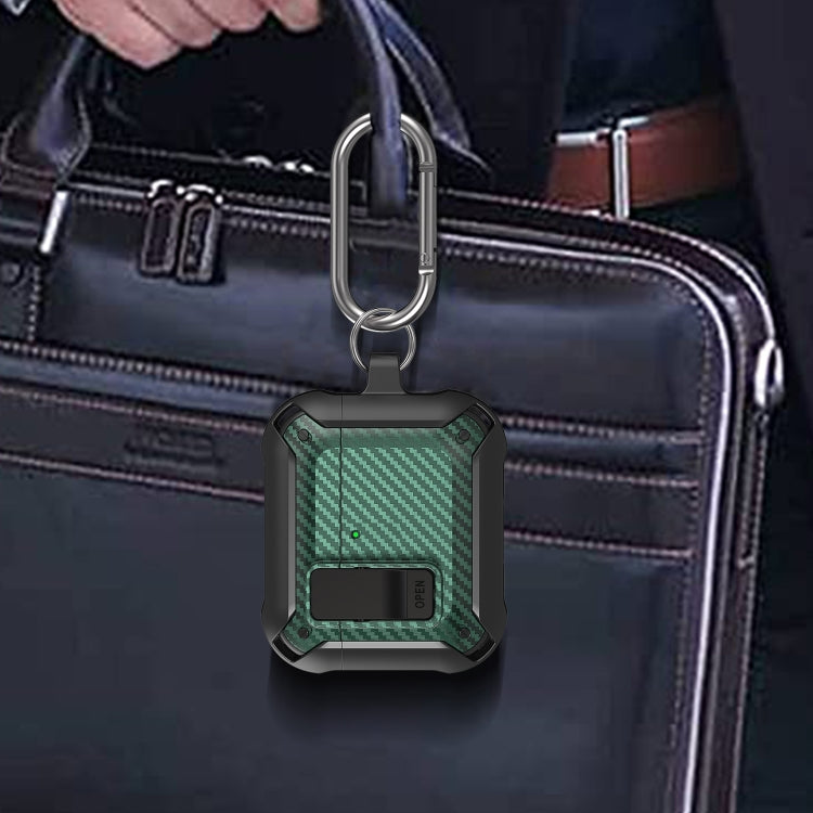 For AirPods 4 Bumblebee Carbon Fiber Shockproof Protective Case with Switch(Red) - For AirPods 4 by PMC Jewellery | Online Shopping South Africa | PMC Jewellery | Buy Now Pay Later Mobicred