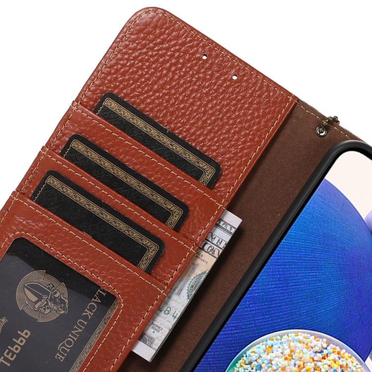 For Honor X9c Genuine Leather Litchi Texture RFID Leather Phone Case(Coffee) - Honor Cases by PMC TechLife | Online Shopping South Africa | PMC TechLife | Buy Now Pay Later Mobicred