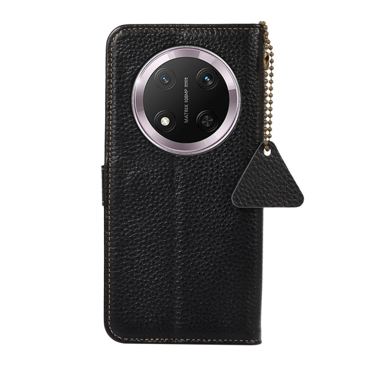 For Honor X9c Genuine Leather Litchi Texture RFID Leather Phone Case(Black) - Honor Cases by PMC TechLife | Online Shopping South Africa | PMC TechLife | Buy Now Pay Later Mobicred