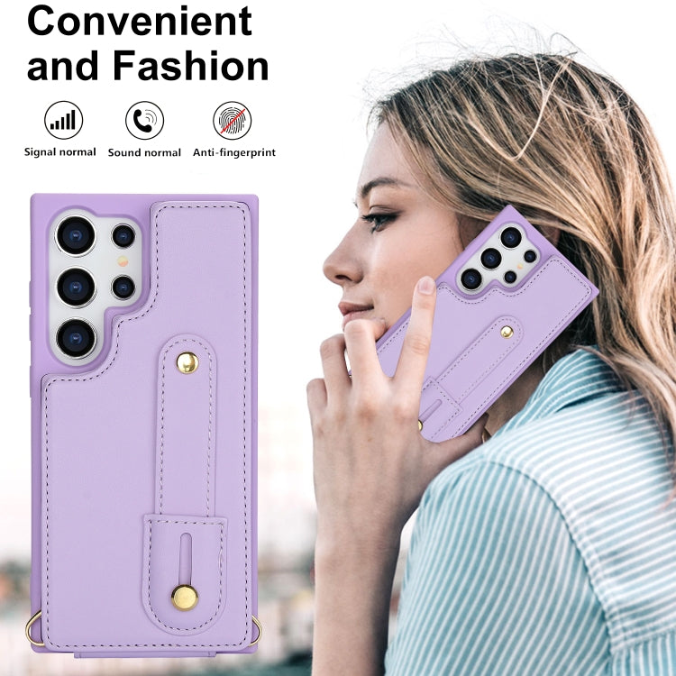For Samsung Galaxy S25 Ultra 5G Wristband Vertical Flip Wallet Back Cover Phone Case with Long Lanyard(Purple) - Galaxy S25 Ultra 5G Cases by PMC TechLife | Online Shopping South Africa | PMC TechLife | Buy Now Pay Later Mobicred