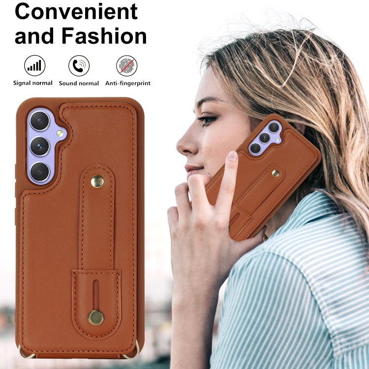 For Samsung Galaxy S25+ 5G Wristband Vertical Flip Wallet Back Cover Phone Case with Long Lanyard(Brown) - Galaxy S25+ 5G Cases by PMC TechLife | Online Shopping South Africa | PMC TechLife | Buy Now Pay Later Mobicred