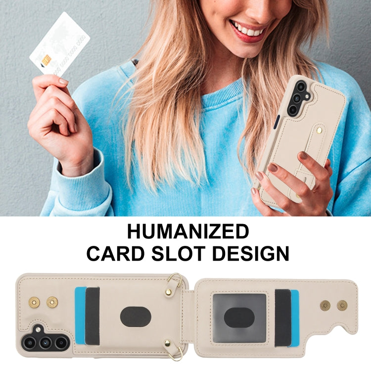For Samsung Galaxy S25+ 5G Wristband Vertical Flip Wallet Back Cover Phone Case with Long Lanyard(White) - Galaxy S25+ 5G Cases by PMC TechLife | Online Shopping South Africa | PMC TechLife | Buy Now Pay Later Mobicred