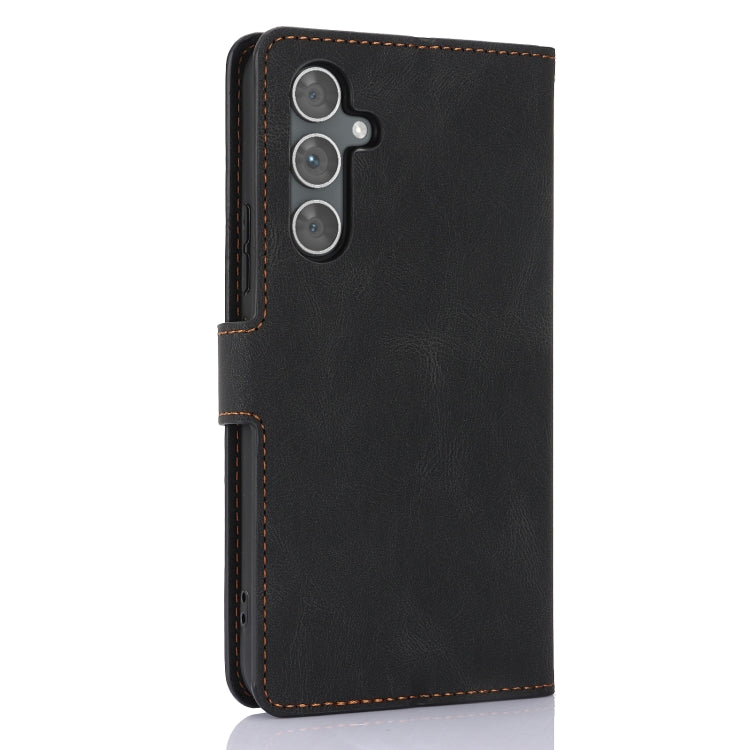 For Samsung Galaxy S25 5G Fantasy Skin-feel Calfskin Texture Leather Phone Case(Black) - Galaxy S25 5G Cases by PMC TechLife | Online Shopping South Africa | PMC TechLife | Buy Now Pay Later Mobicred