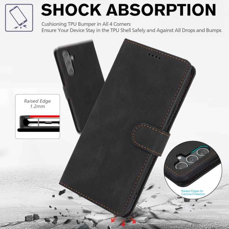 For Samsung Galaxy S25 5G Fantasy Skin-feel Calfskin Texture Leather Phone Case(Black) - Galaxy S25 5G Cases by PMC TechLife | Online Shopping South Africa | PMC TechLife | Buy Now Pay Later Mobicred