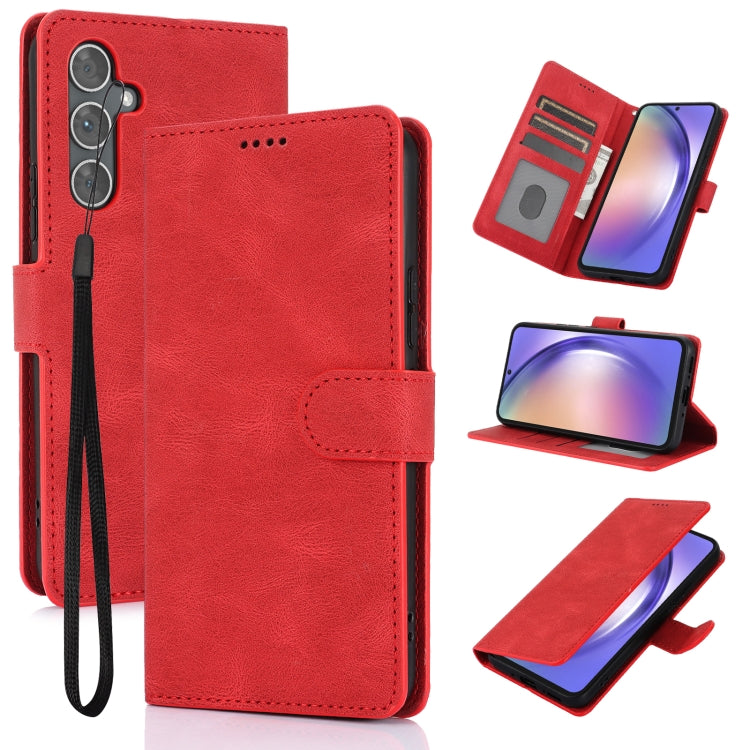 For Samsung Galaxy S25 5G Fantasy Skin-feel Calfskin Texture Leather Phone Case(Red) - Galaxy S25 5G Cases by PMC TechLife | Online Shopping South Africa | PMC TechLife | Buy Now Pay Later Mobicred