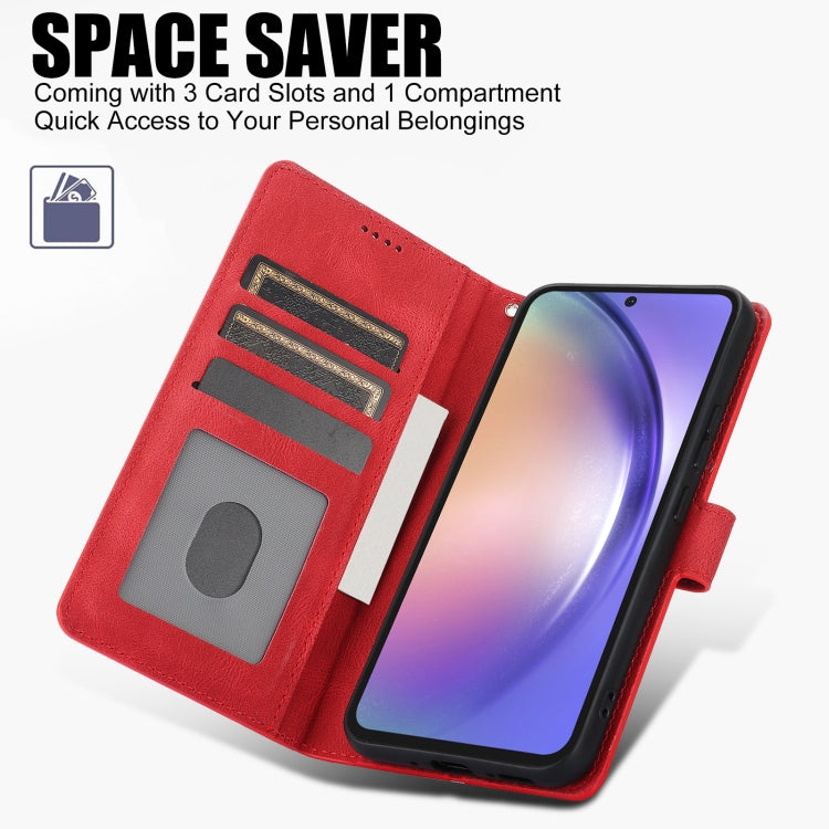 For Samsung Galaxy S25 5G Fantasy Skin-feel Calfskin Texture Leather Phone Case(Red) - Galaxy S25 5G Cases by PMC TechLife | Online Shopping South Africa | PMC TechLife | Buy Now Pay Later Mobicred