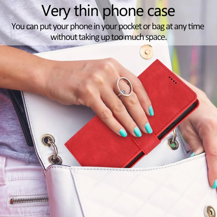 For Samsung Galaxy S25 5G Fantasy Skin-feel Calfskin Texture Leather Phone Case(Red) - Galaxy S25 5G Cases by PMC TechLife | Online Shopping South Africa | PMC TechLife | Buy Now Pay Later Mobicred