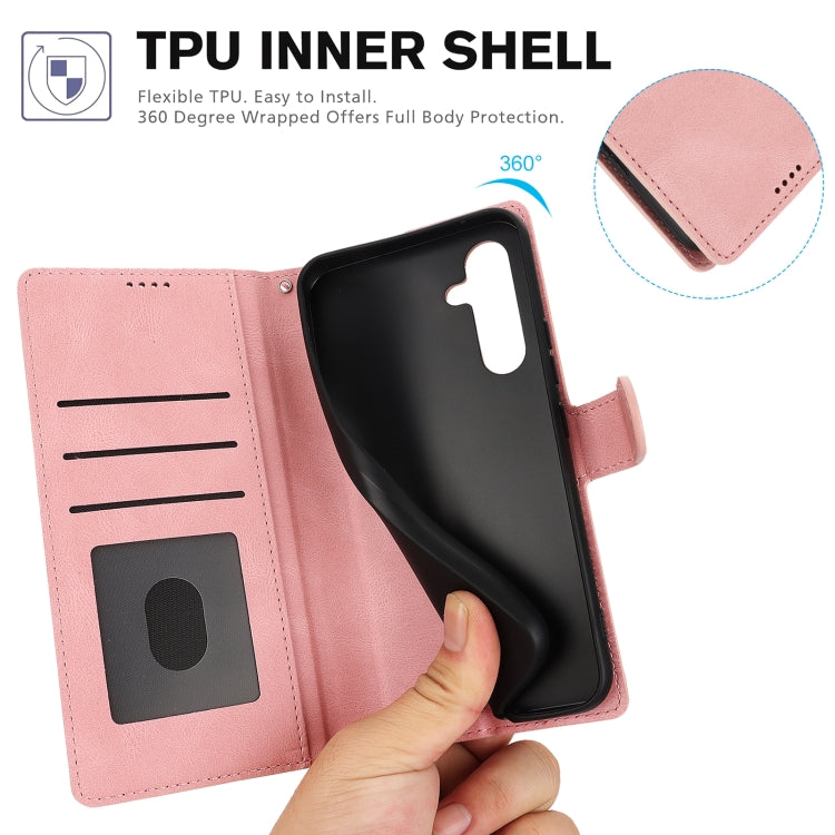 For Samsung Galaxy S25+ 5G Fantasy Skin-feel Calfskin Texture Leather Phone Case(Pink) - Galaxy S25+ 5G Cases by PMC TechLife | Online Shopping South Africa | PMC TechLife | Buy Now Pay Later Mobicred